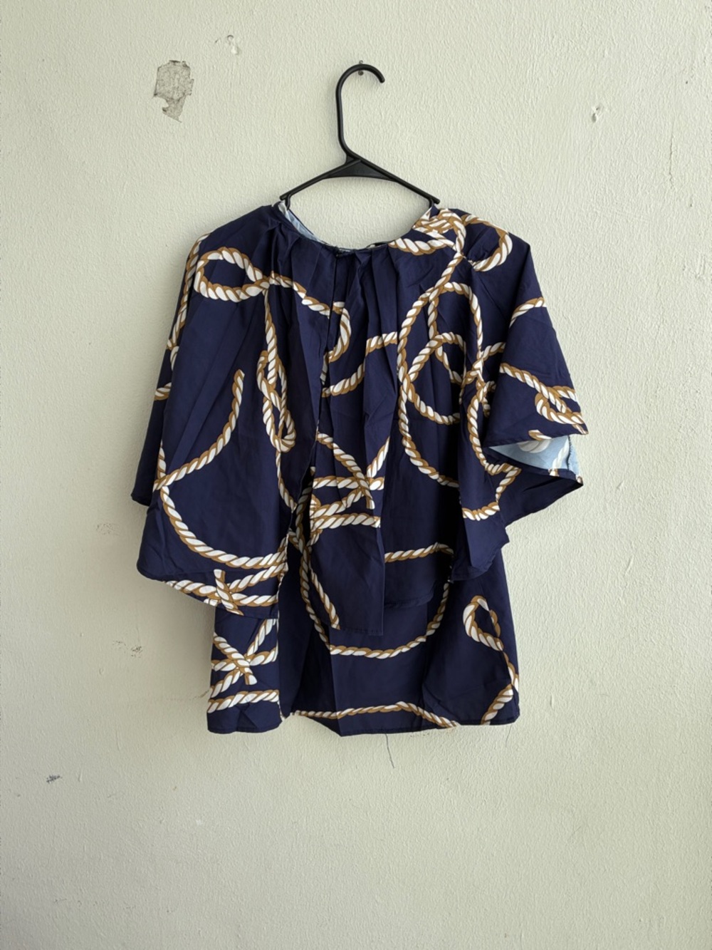 Pre-love Navy Rope-Print Ruffle top - Picture 4 of 6